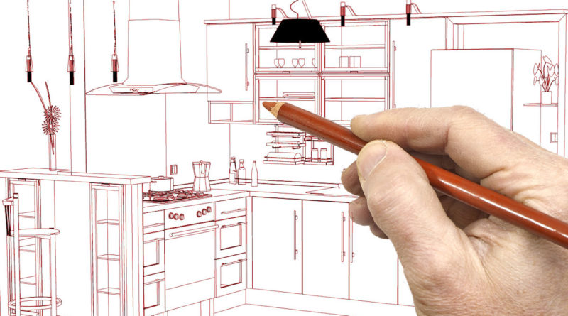 szkic ołówkiem projekt mebli kuchennych